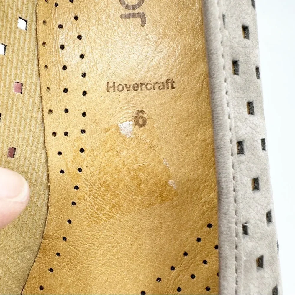 Gabor Hovercraft‎ Ruffle Nubuck Taupe Brown Perforated Comfort Ballet Flat Sz 6